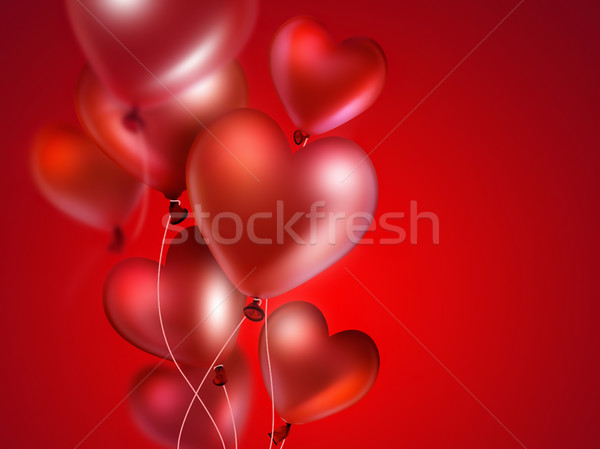 [[stock_photo]]: Rouge · coeur · ballons · lumineuses · mariage · fête