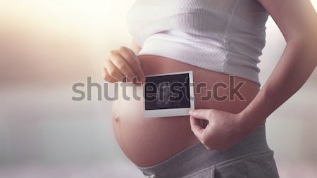 Nő tart ultrahang scan terhes nő fény Stock fotó © zven0