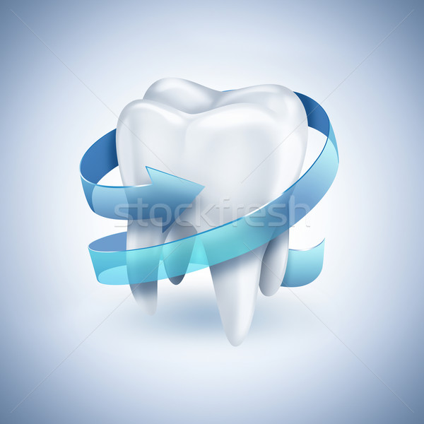 healthy white tooth with blue arrow Stock photo © zven0