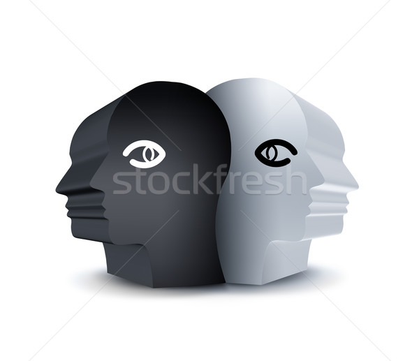 Schwarz weiß Kopf abstrakten Yin Yang Symbol Computer Stock foto © zven0