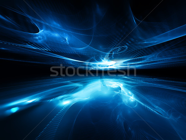 Fractal horyzoncie futurystyczny projektu niebieski czarny Zdjęcia stock © zven0