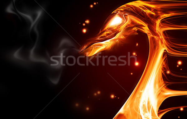 Tűz sárkány absztrakt sötét terv háttér Stock fotó © zven0