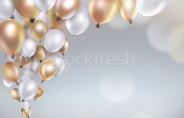 Stockfoto: Goud · witte · ballonnen · wazig · licht · partij