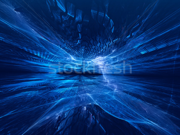 Stockfoto: Fractal · horizon · futuristische · ontwerp · Blauw · zwarte