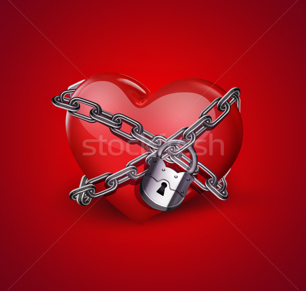 red heart in chains Stock photo © zven0