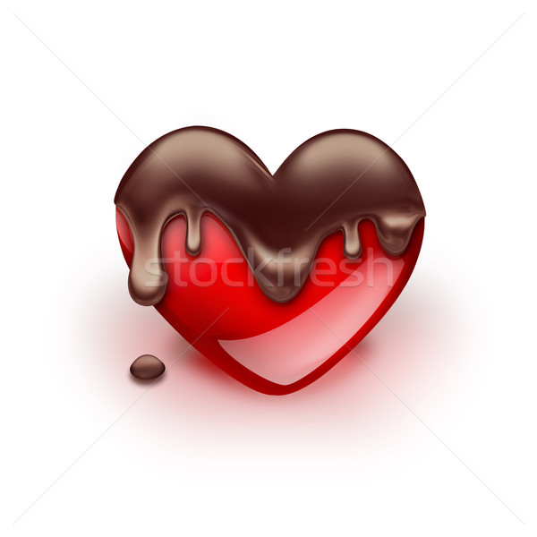 red heart with dripping chocolate  Stock photo © zven0