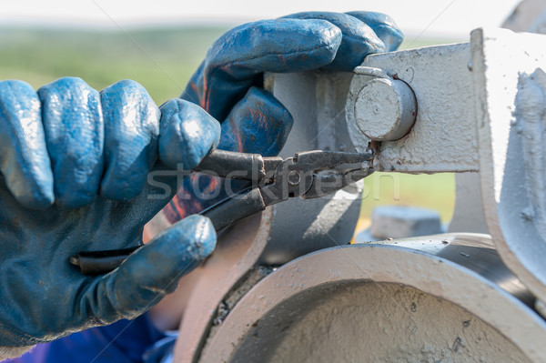 Reparatie olie uitrusting hand handschoenen Blauw Stockfoto © zybr78