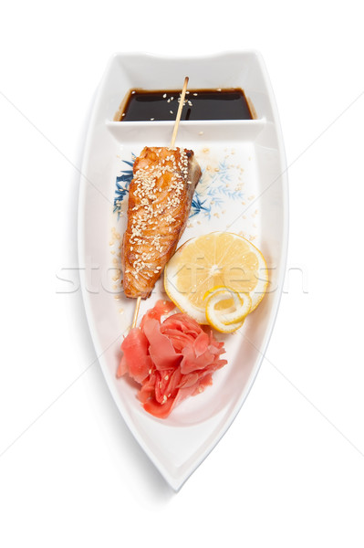 Shish kebab on a plate in the form of a boat Stock photo © zybr78