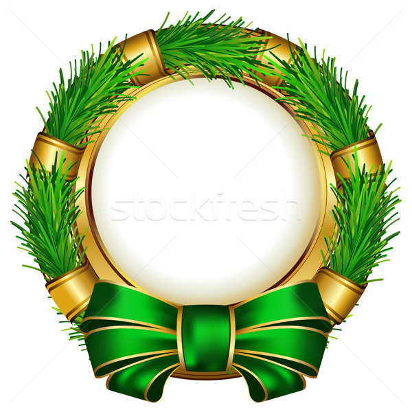 Round chrismas frame with bow Stock photo © zybr78