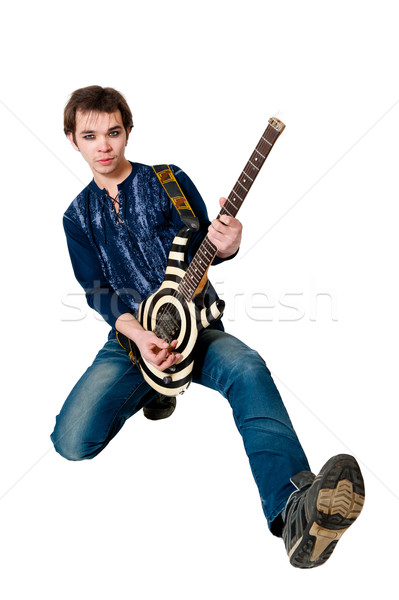 Gitarist elektrische gitaar jonge witte mannen rock Stockfoto © zybr78
