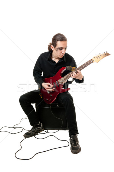 Guitariste rouge guitare jeunes blanche beauté Photo stock © zybr78