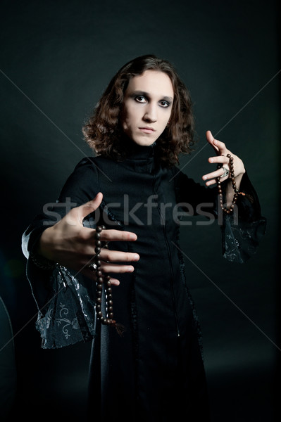 吸血鬼 黑色 哥特式 男子 孤立 藝術 商業照片 © zybr78