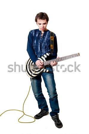 Gitarist elektrogitar genç beyaz erkekler kaya Stok fotoğraf © zybr78